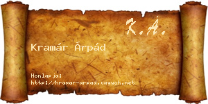 Kramár Árpád névjegykártya